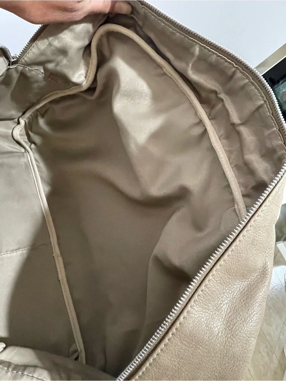 Valentina Leather Weekender Bag in Taupe Distressed Leather